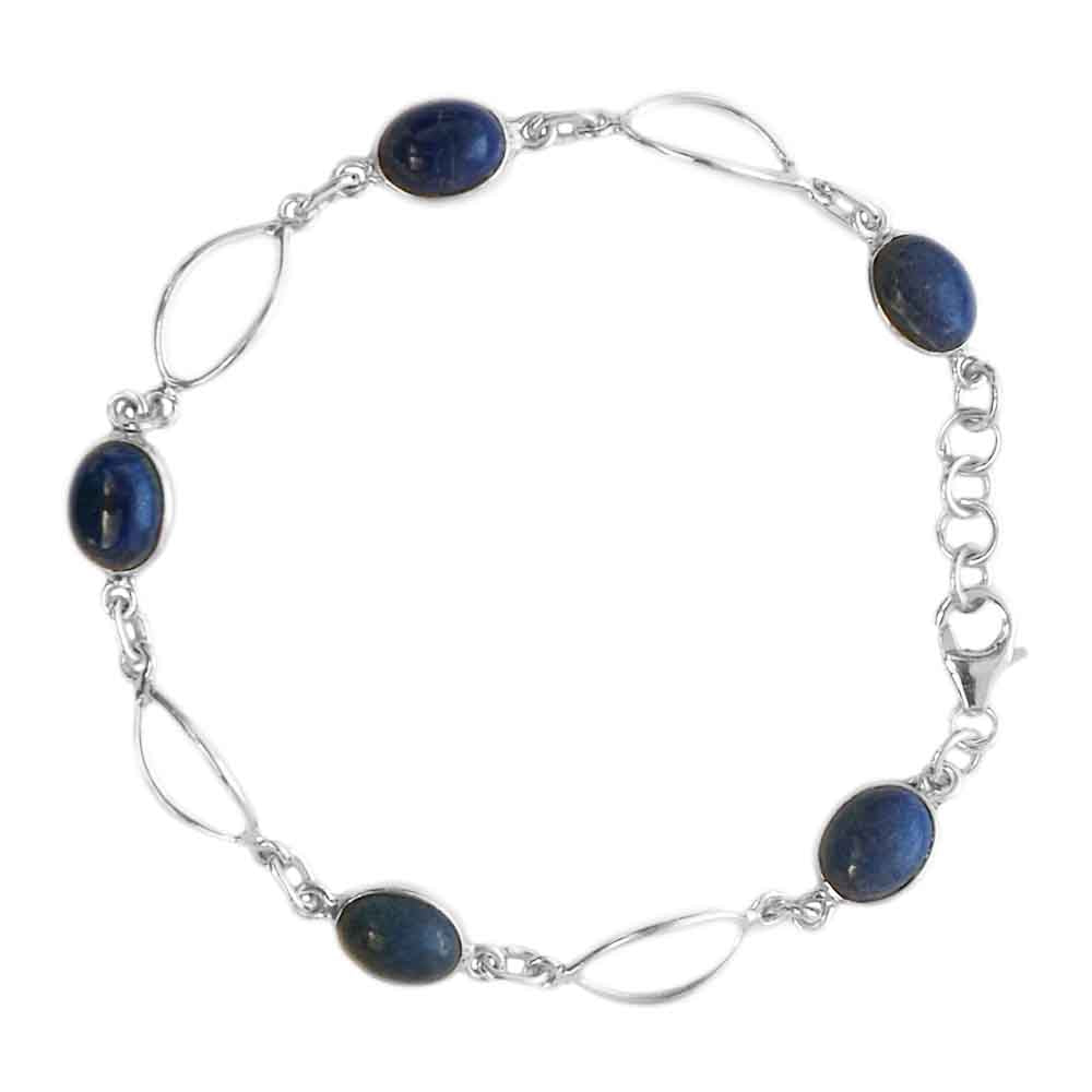 Bracelet lapis-lazuli en argent massif 925