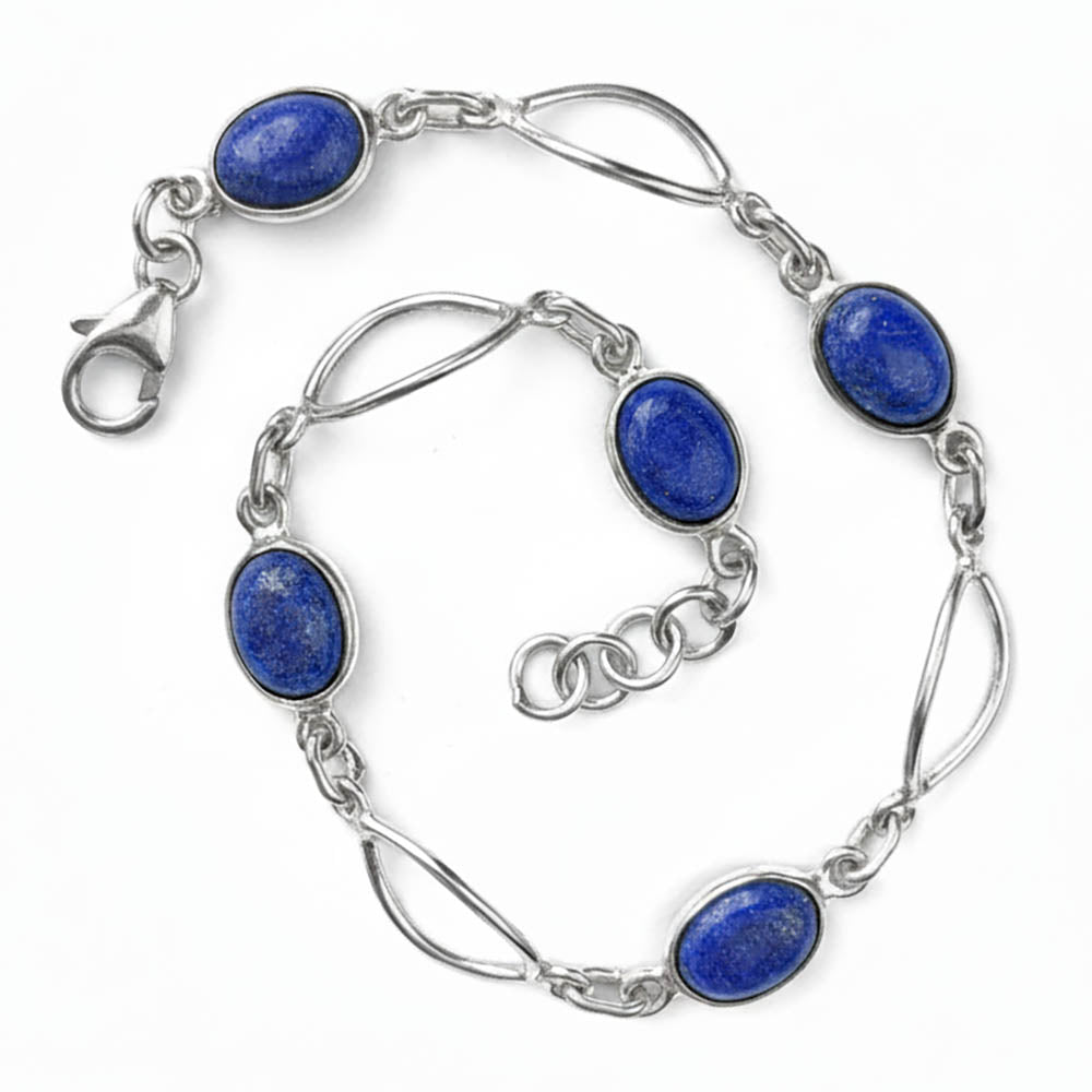 Bracelet lapis-lazuli en argent massif 925