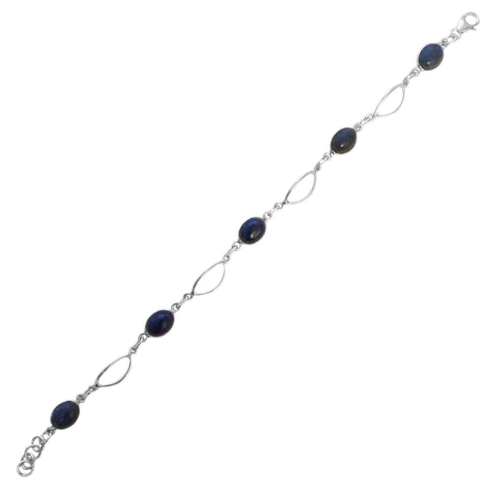 Bracelet lapis-lazuli en argent massif 925