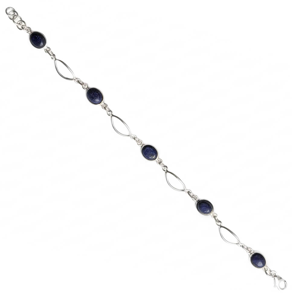 Bracelet lapis-lazuli en argent massif 925