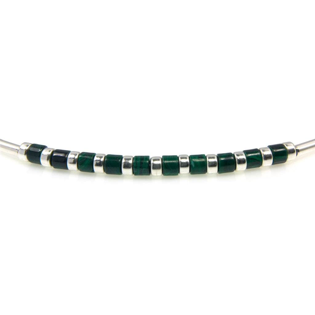 Collier malachite en argent massif 925