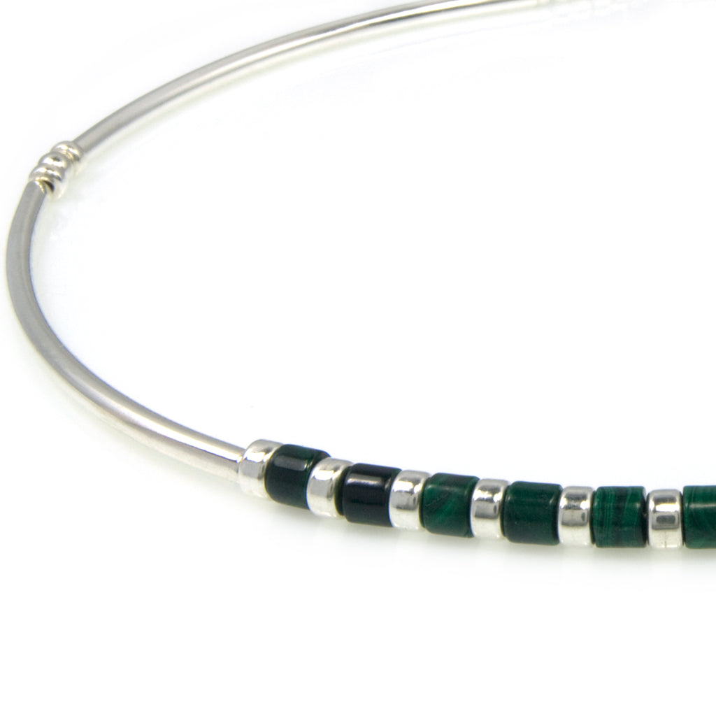 Collier malachite en argent massif 925