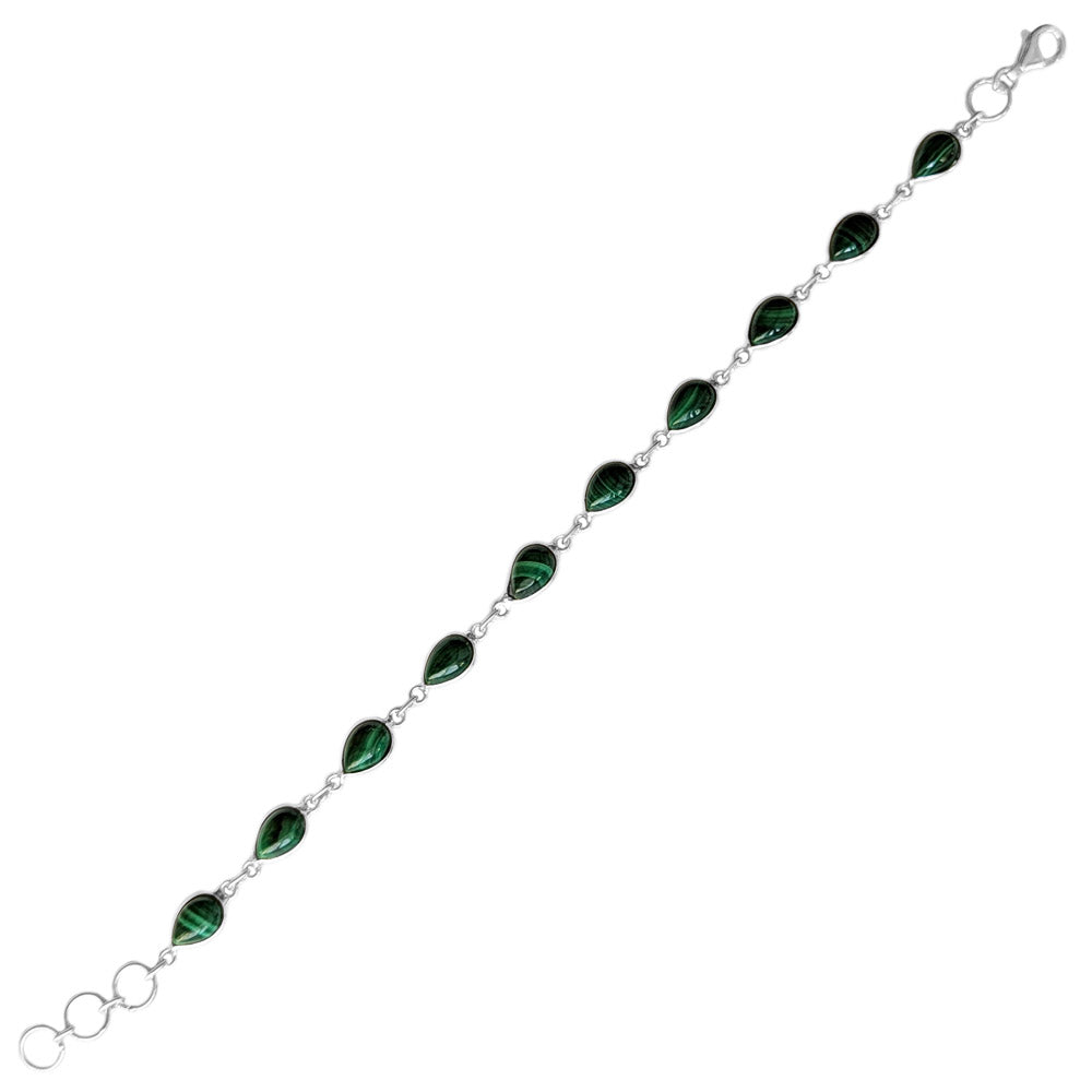 Bracelet malachite en argent massif 925