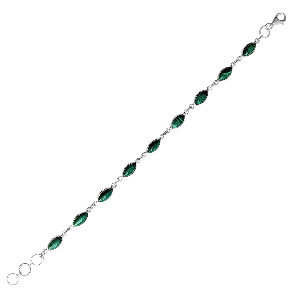 Bracelet malachite en argent massif 925