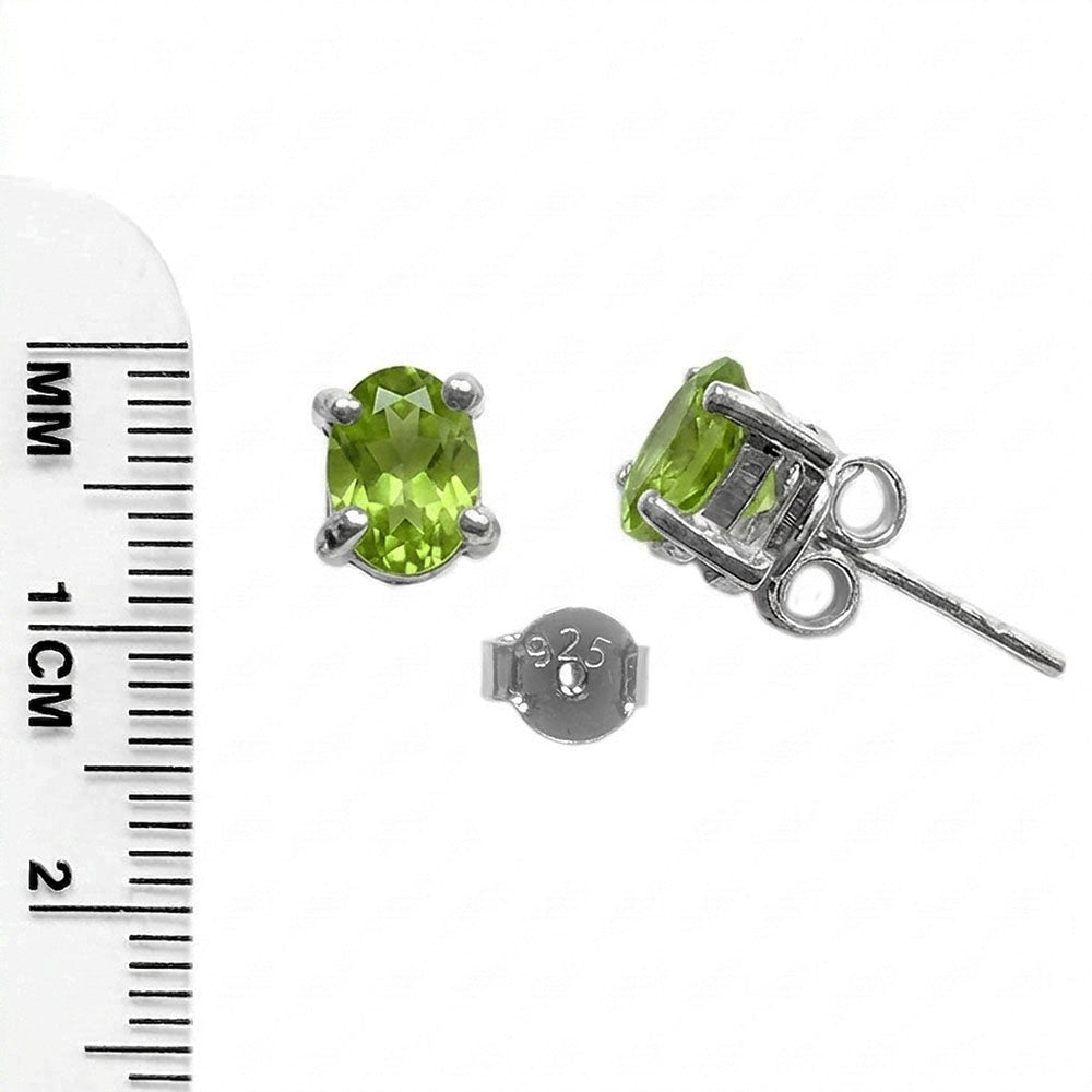Peridot sterling silver ear studs