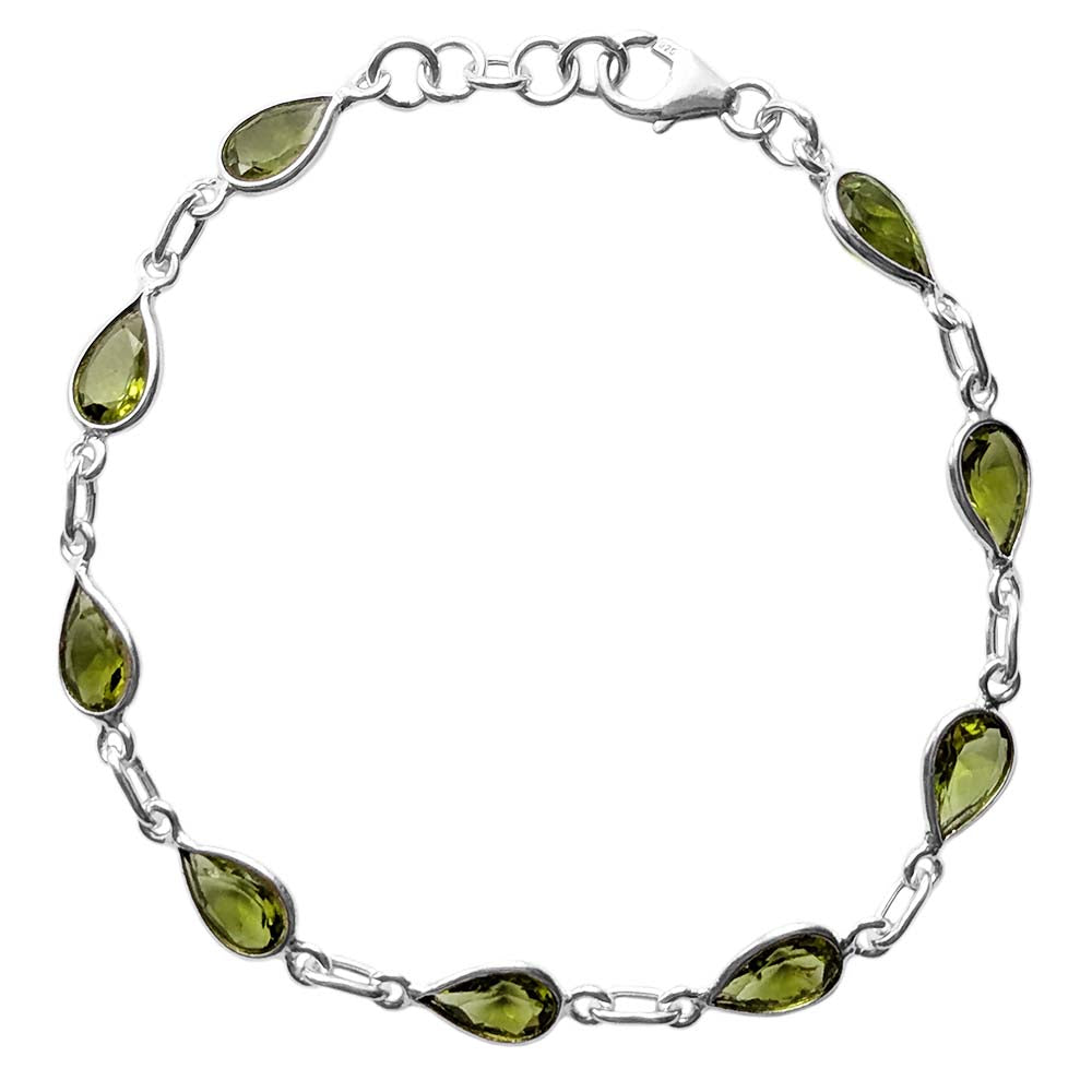 Bracelet péridot en argent massif 925