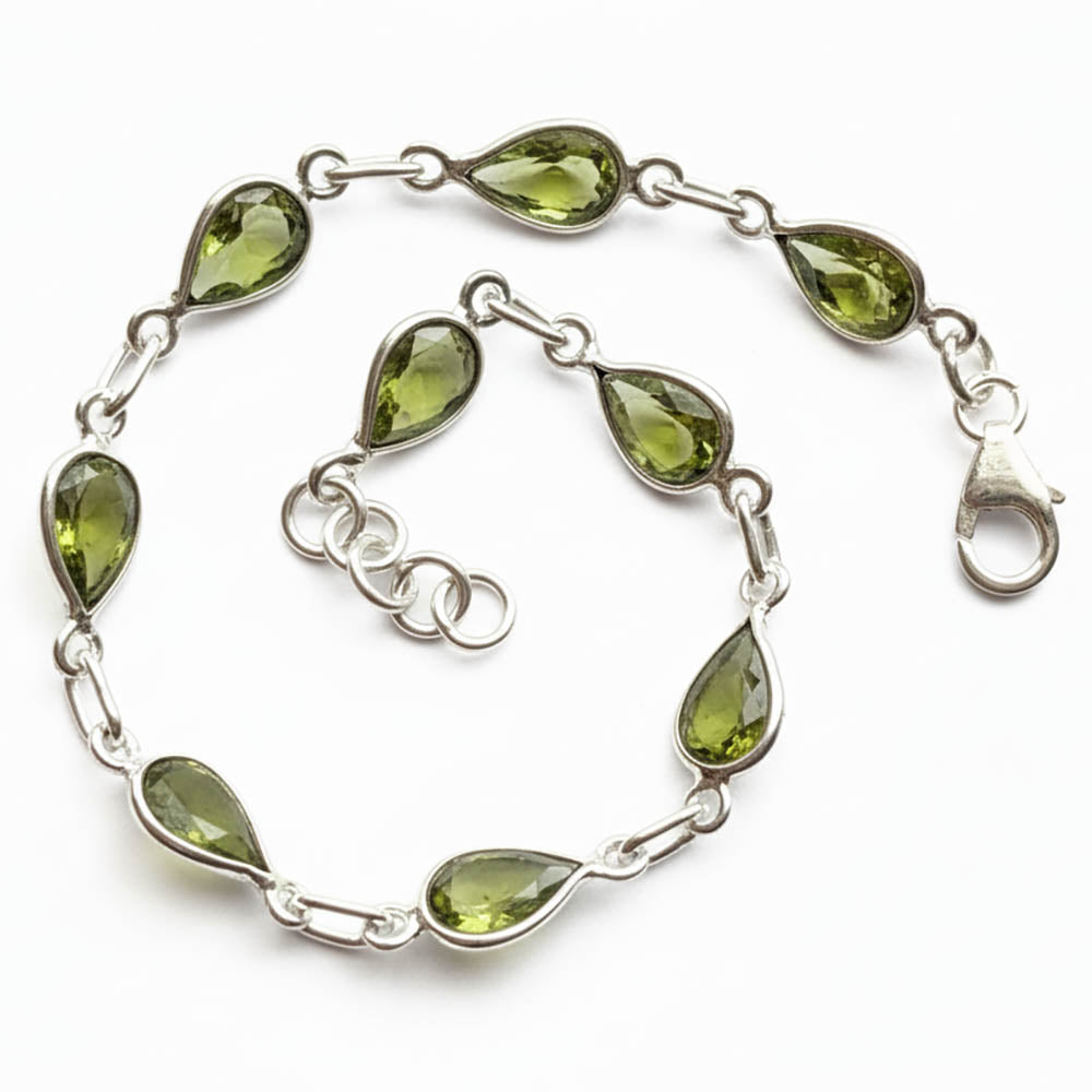 Bracelet péridot en argent massif 925