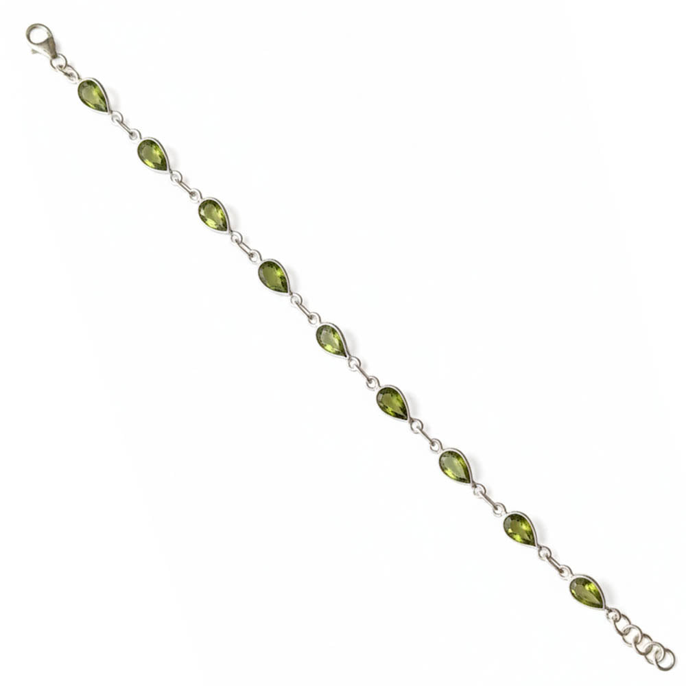 Bracelet péridot en argent massif 925