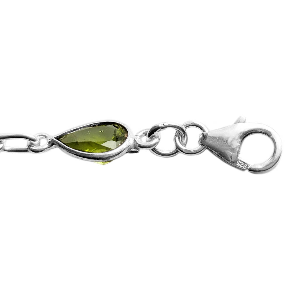 Bracelet péridot en argent massif 925