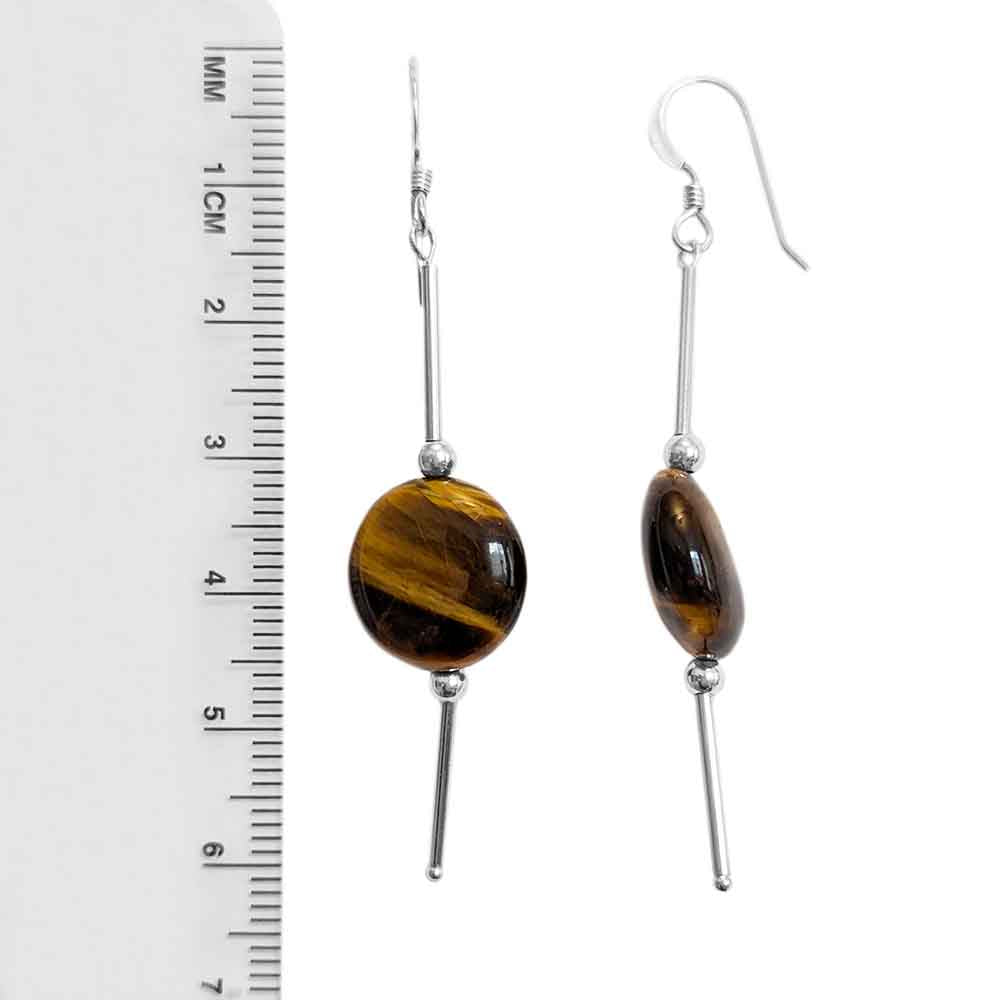 Pendentifs d’oreilles œil de tigre en argent massif 925