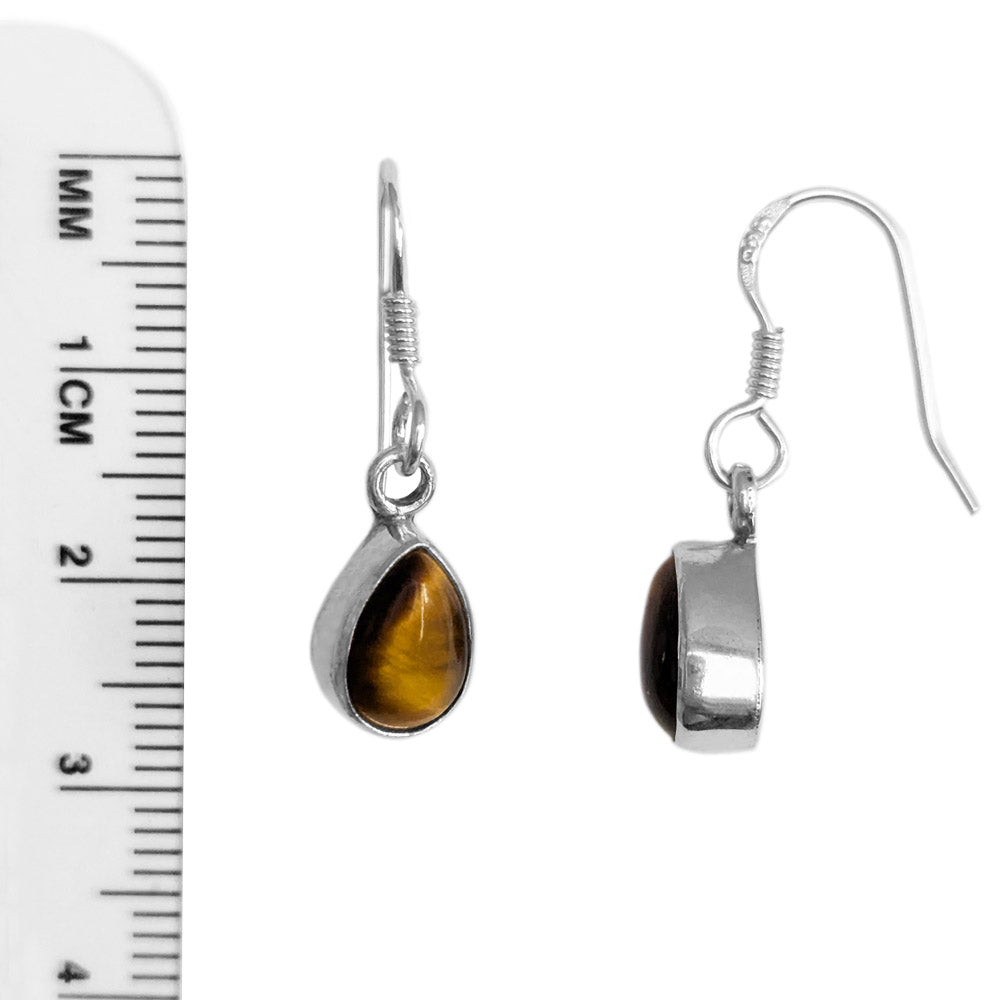 Boucles d’oreilles œil de tigre en argent massif 925