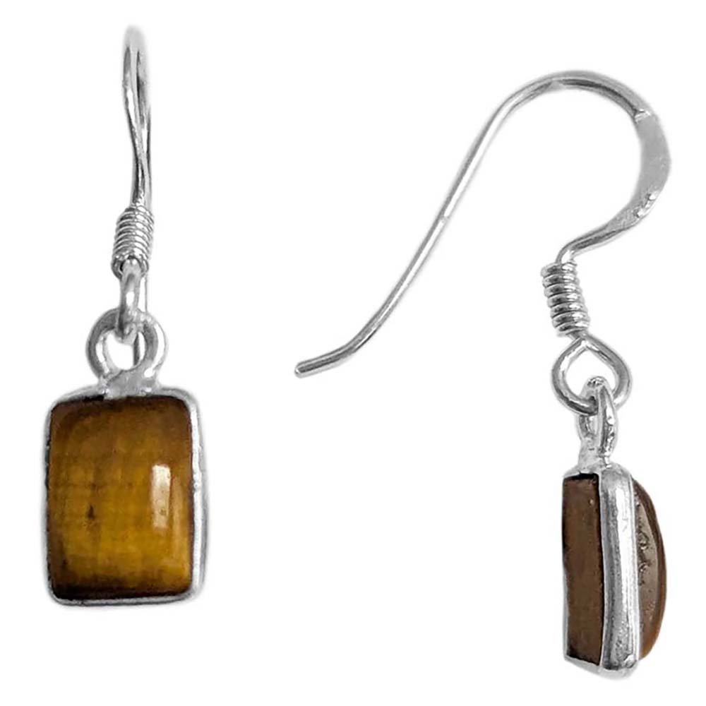 Boucles d’oreilles œil de tigre en argent massif 925