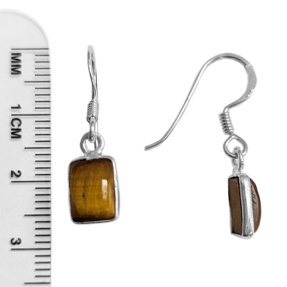 Boucles d’oreilles œil de tigre en argent massif 925