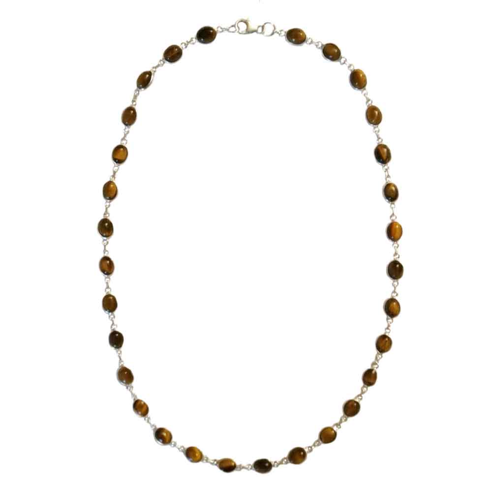 Collier œil de tigre en argent massif 925