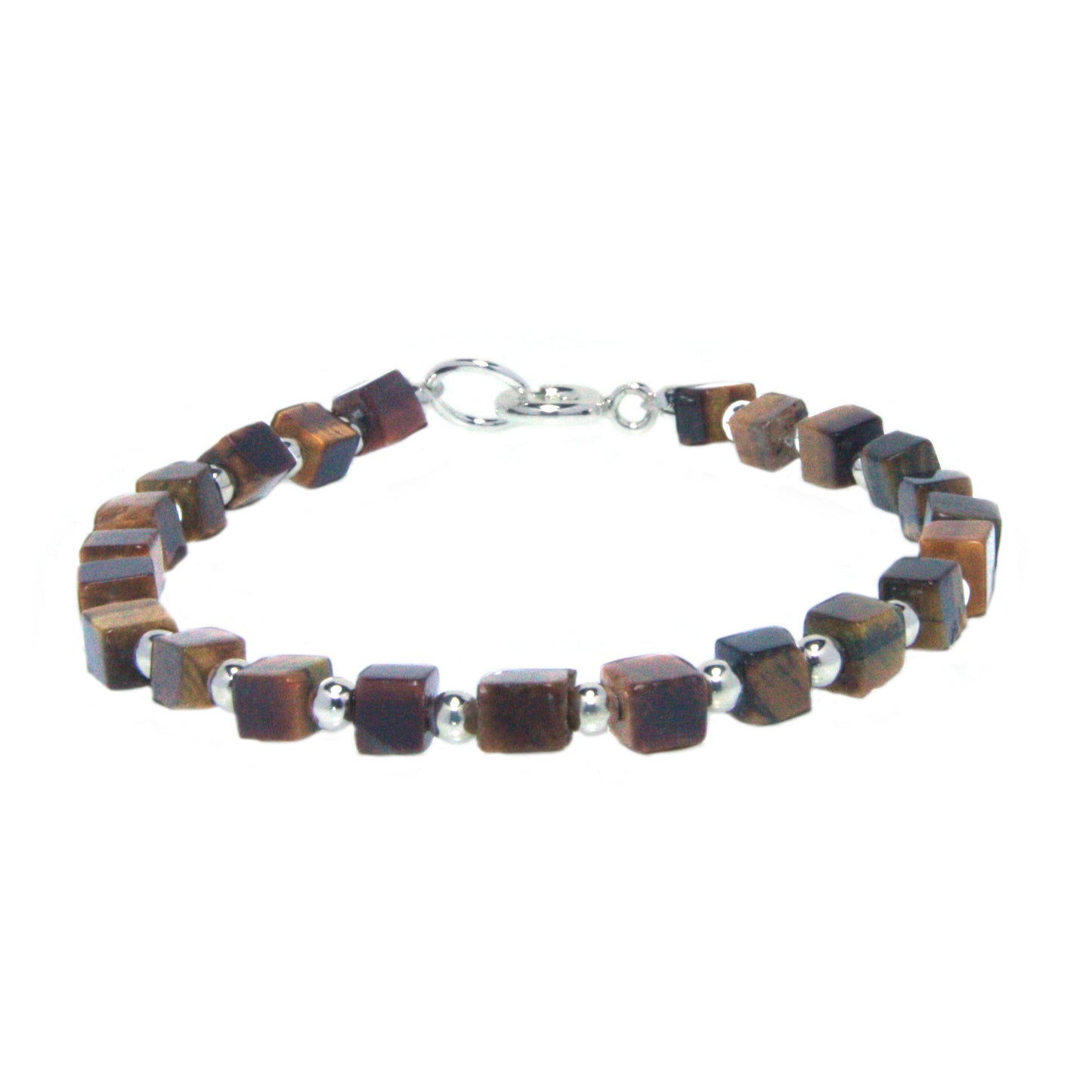 Bracelet œil de tigre en argent massif 925
