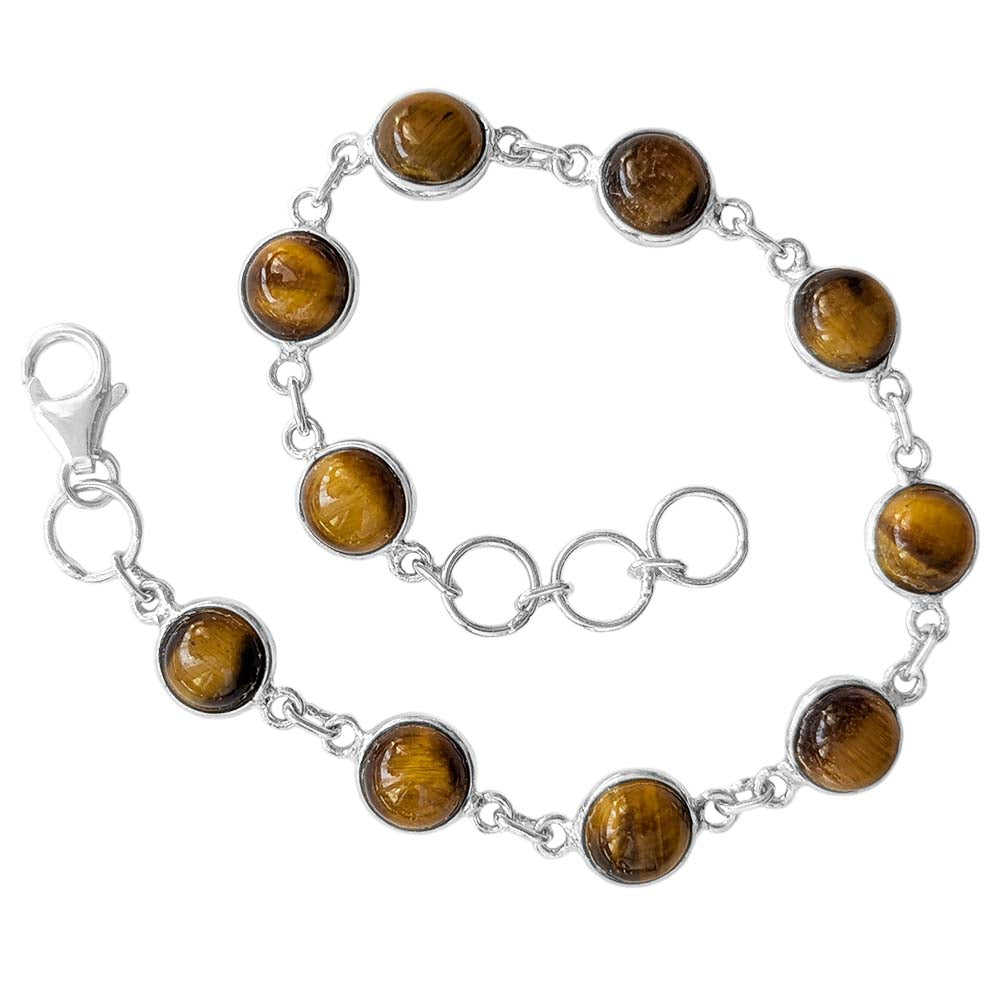 Bracelet œil de tigre en argent massif 925