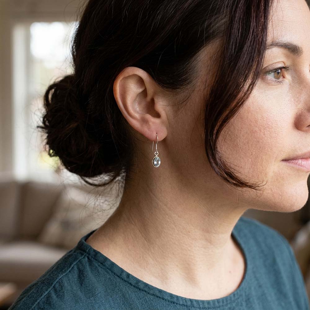 Blue topaz sterling silver earrings