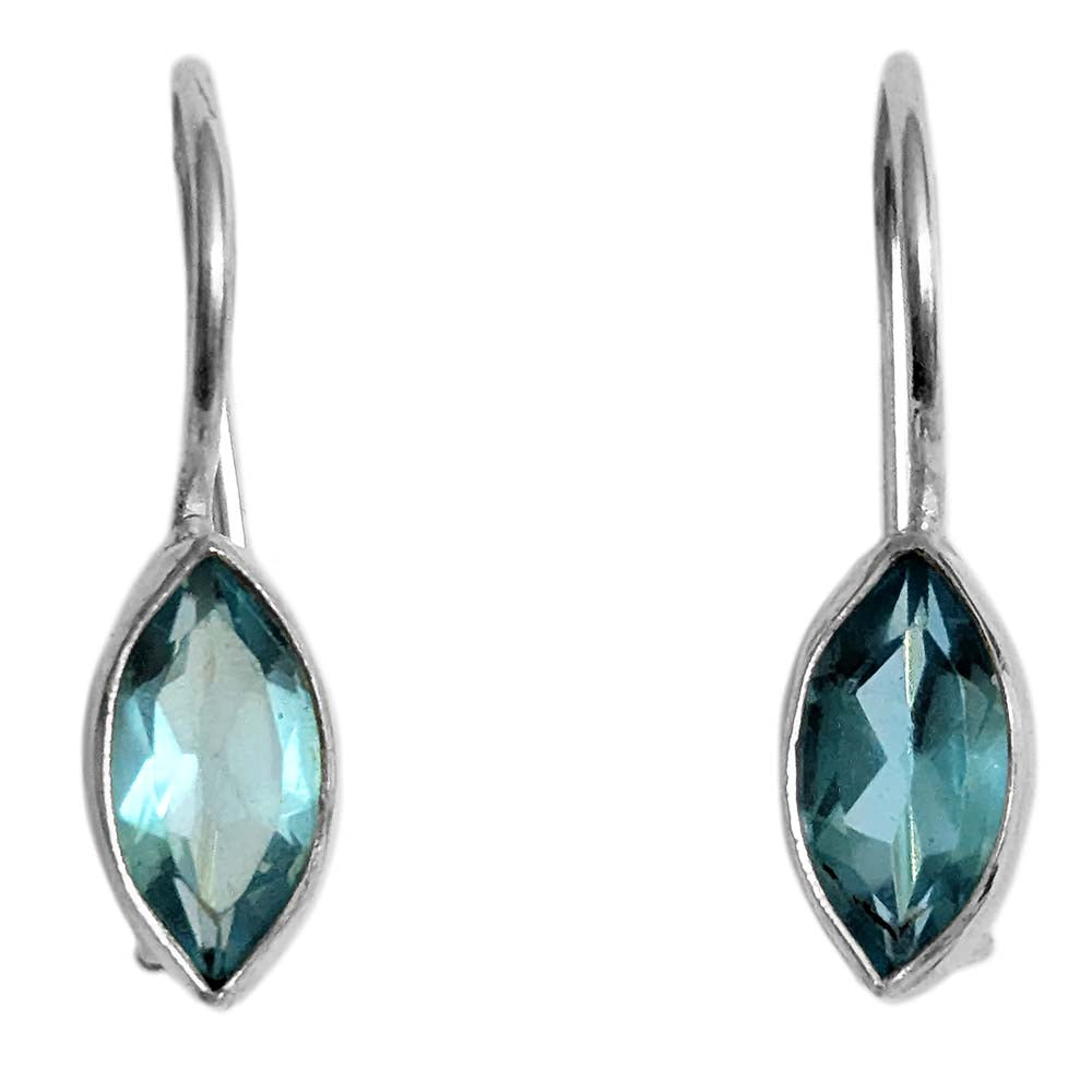 Boucles d’oreilles topaze bleue en argent massif 925