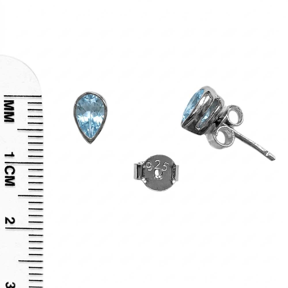 Blue topaz sterling silver ear studs