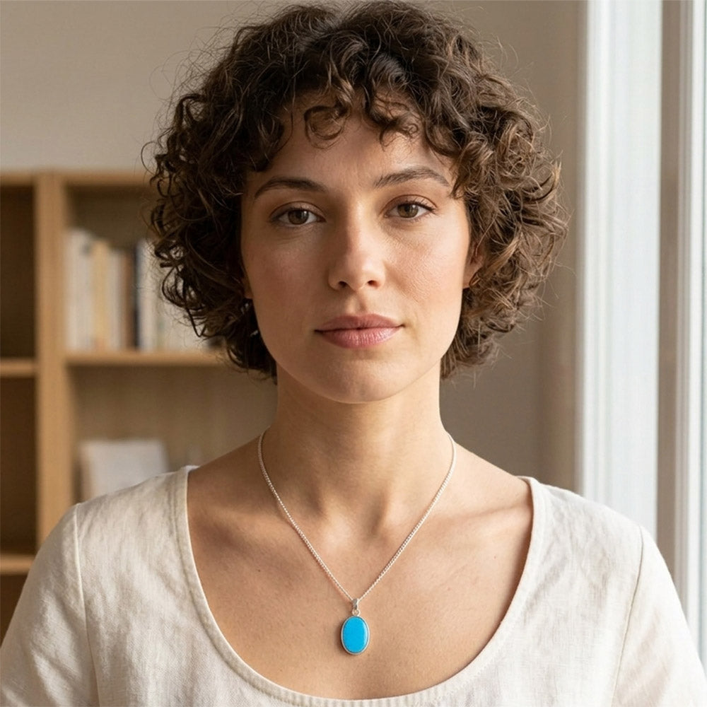 Pendentif turquoise en argent massif 925