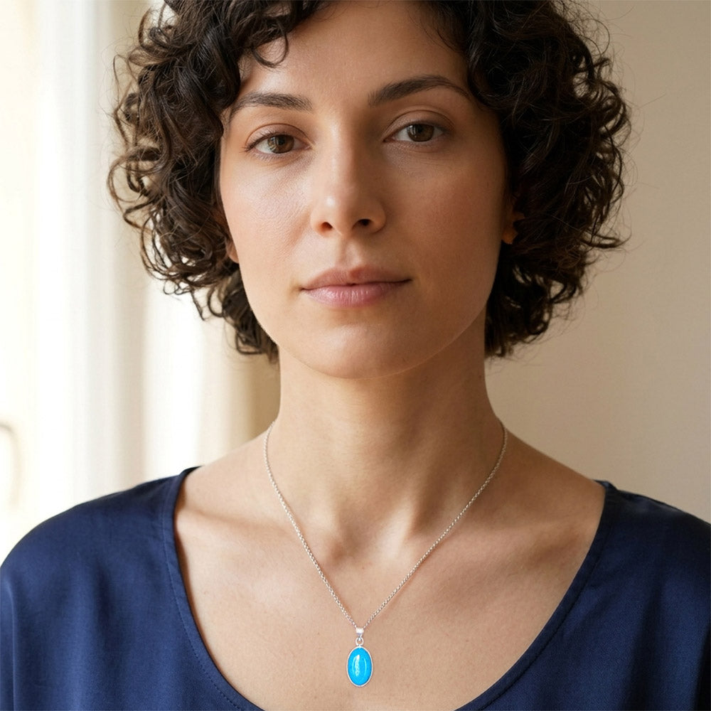 Pendentif turquoise en argent massif 925
