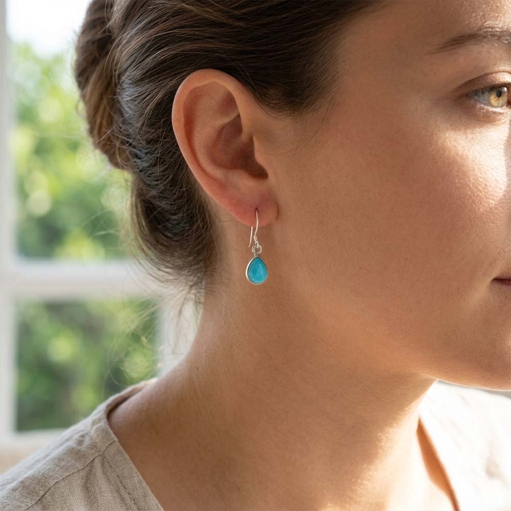 Boucles d’oreilles turquoise en argent massif 925