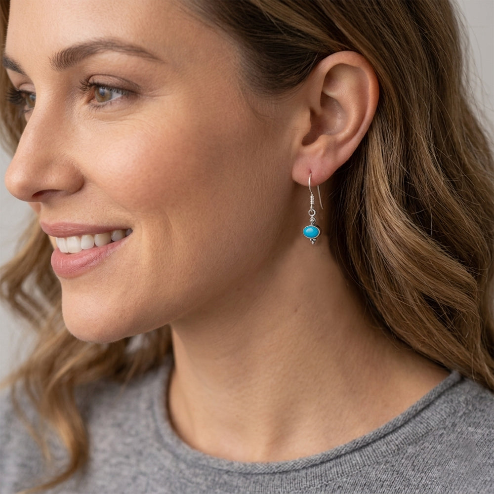 Boucles d’oreilles turquoise en argent massif 925