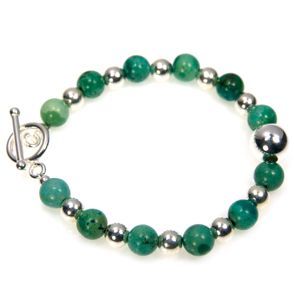 Green turquoise sterling silver bracelet