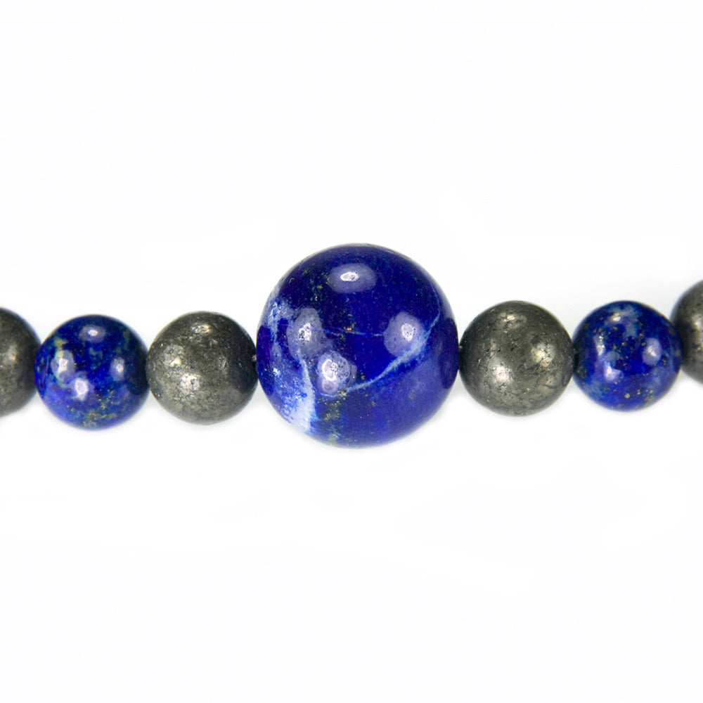 Collier lapis-lazuli et pyrite en argent massif 925