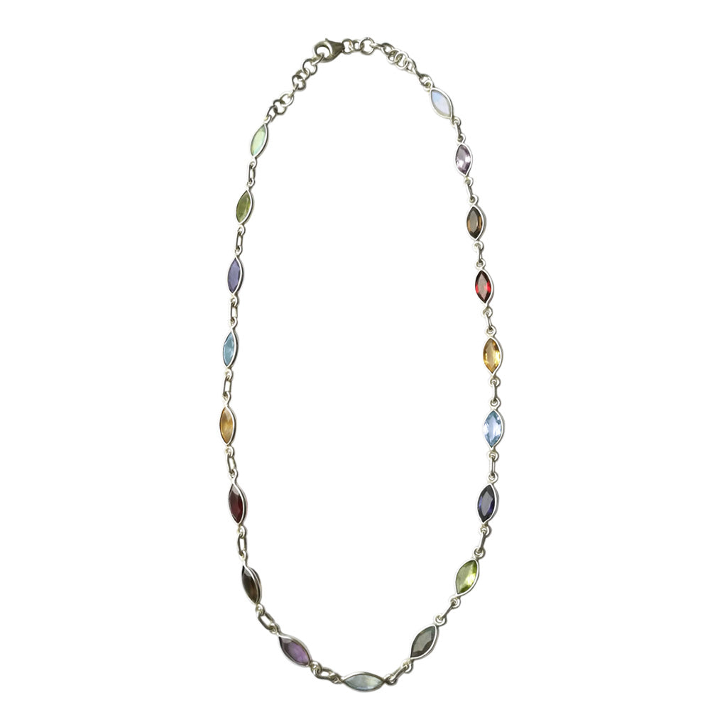 Collier multi pierres en argent massif 925