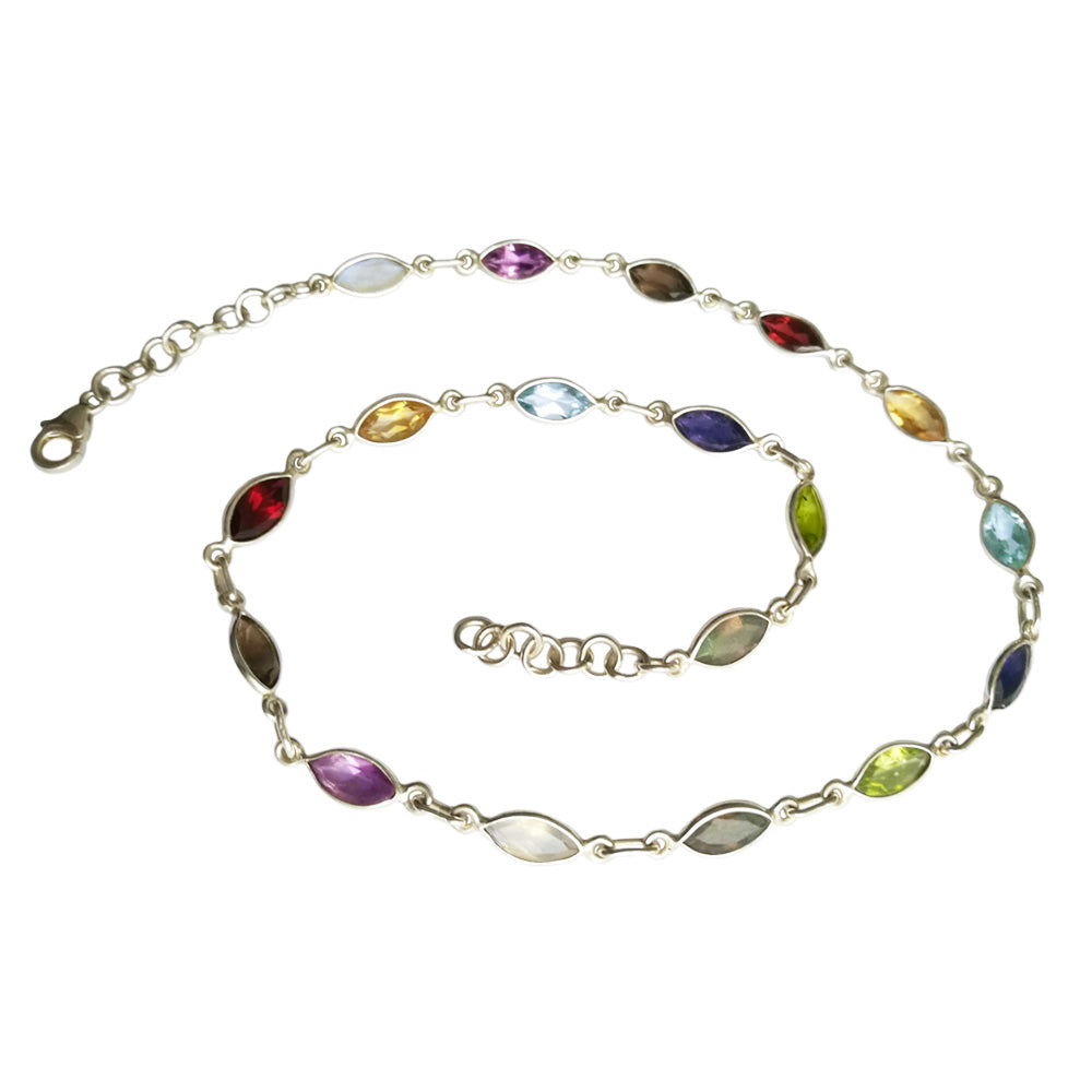 Collier multi pierres en argent massif 925
