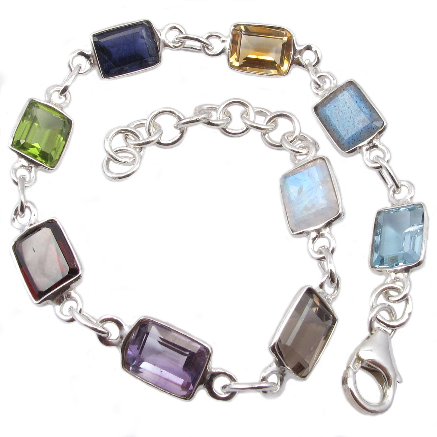 Mixed stone sterling silver bracelet