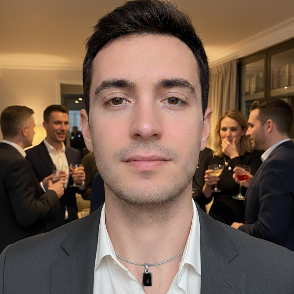 Pendentif onyx noir en argent massif 925