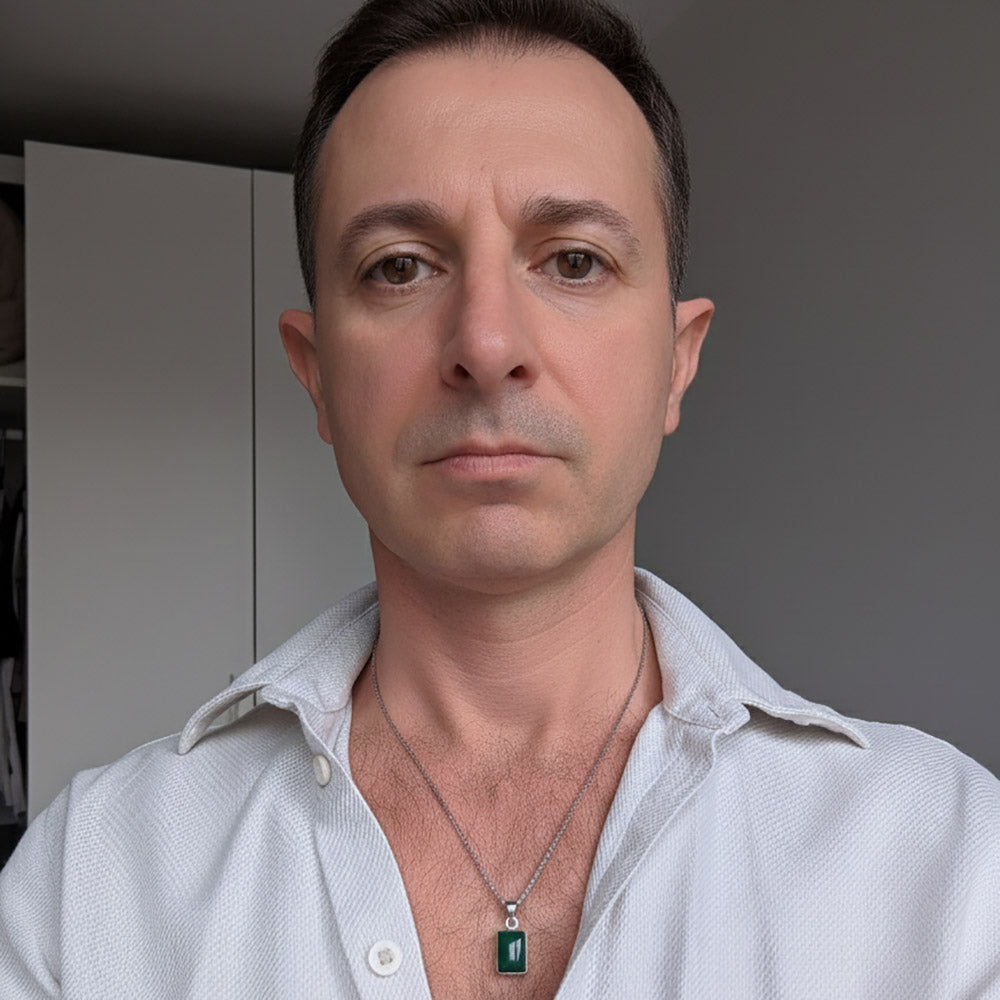 Pendentif onyx vert en argent massif 925