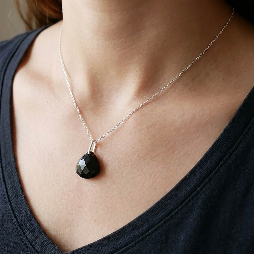Black onyx sterling silver pendant