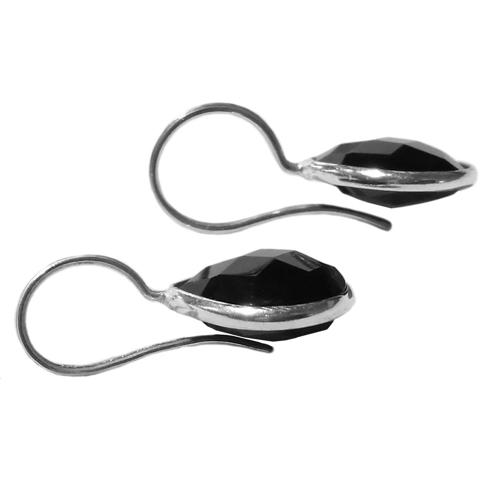 Boucles d’oreilles pendantes onyx noir en argent massif 925