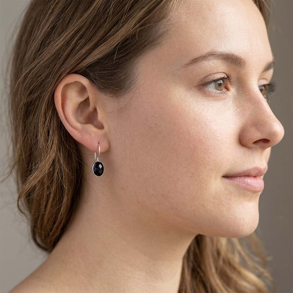Boucles d’oreilles onyx noir en argent massif 925