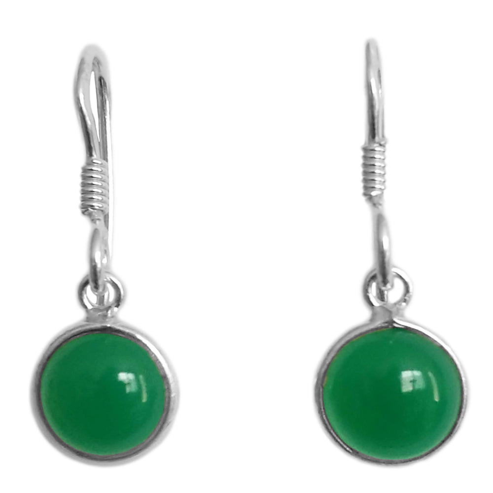 Green onyx sterling silver earrings