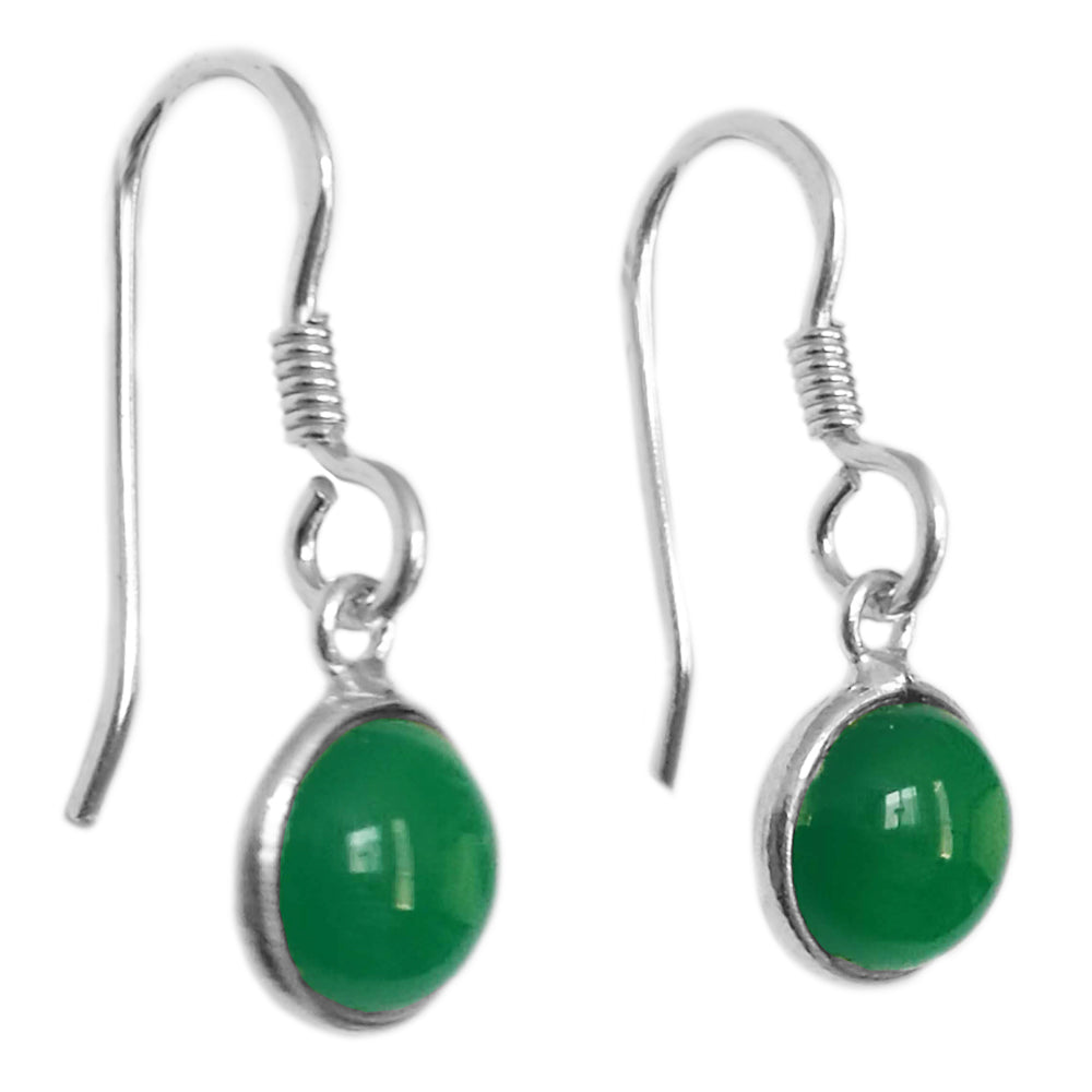 Green onyx sterling silver earrings