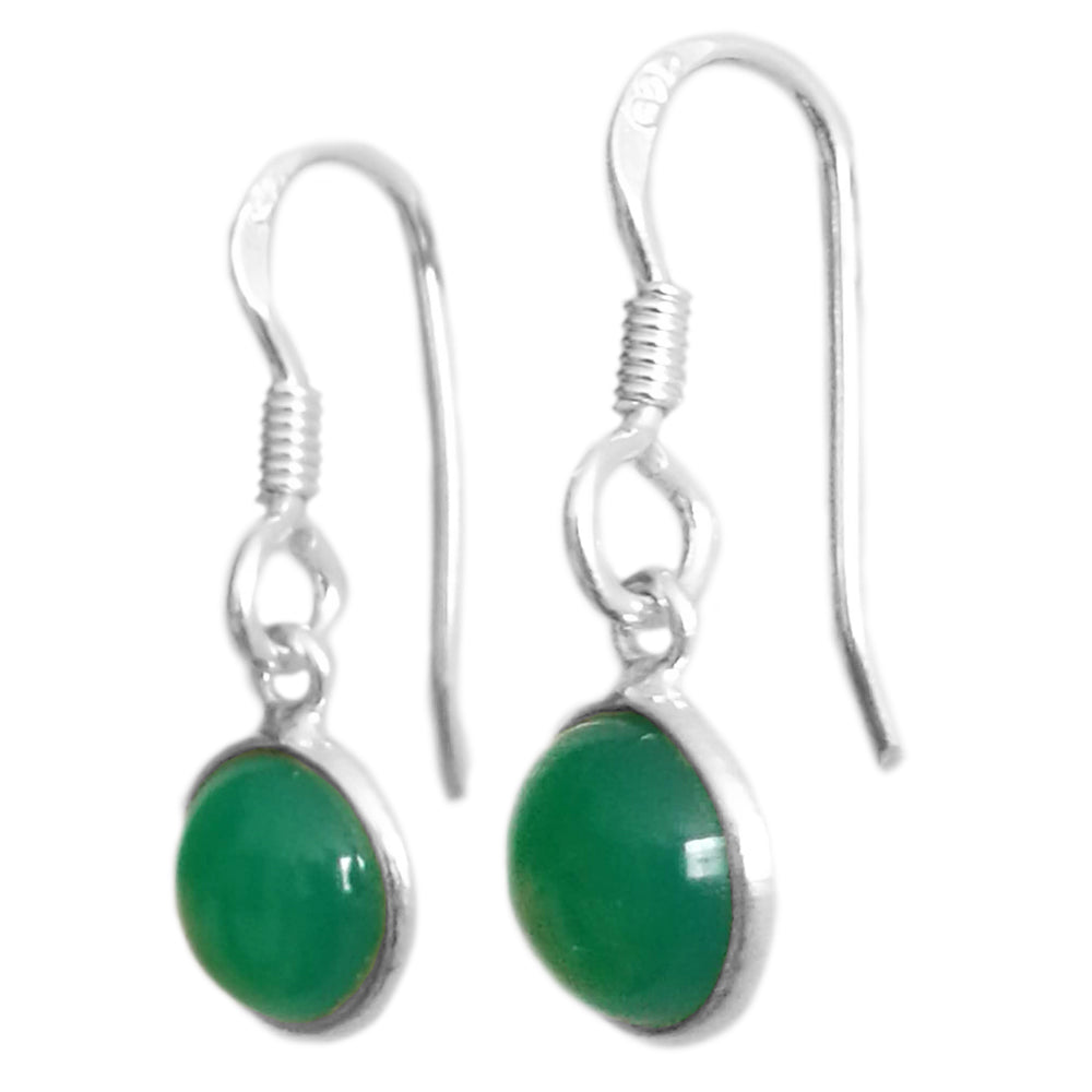 Green onyx sterling silver earrings