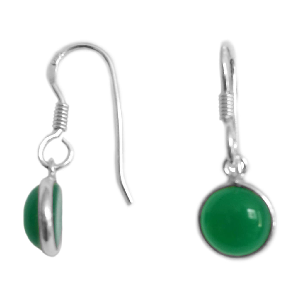 Green onyx sterling silver earrings