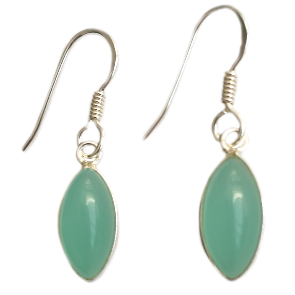 Aqua chalcedony sterling silver drop earrings