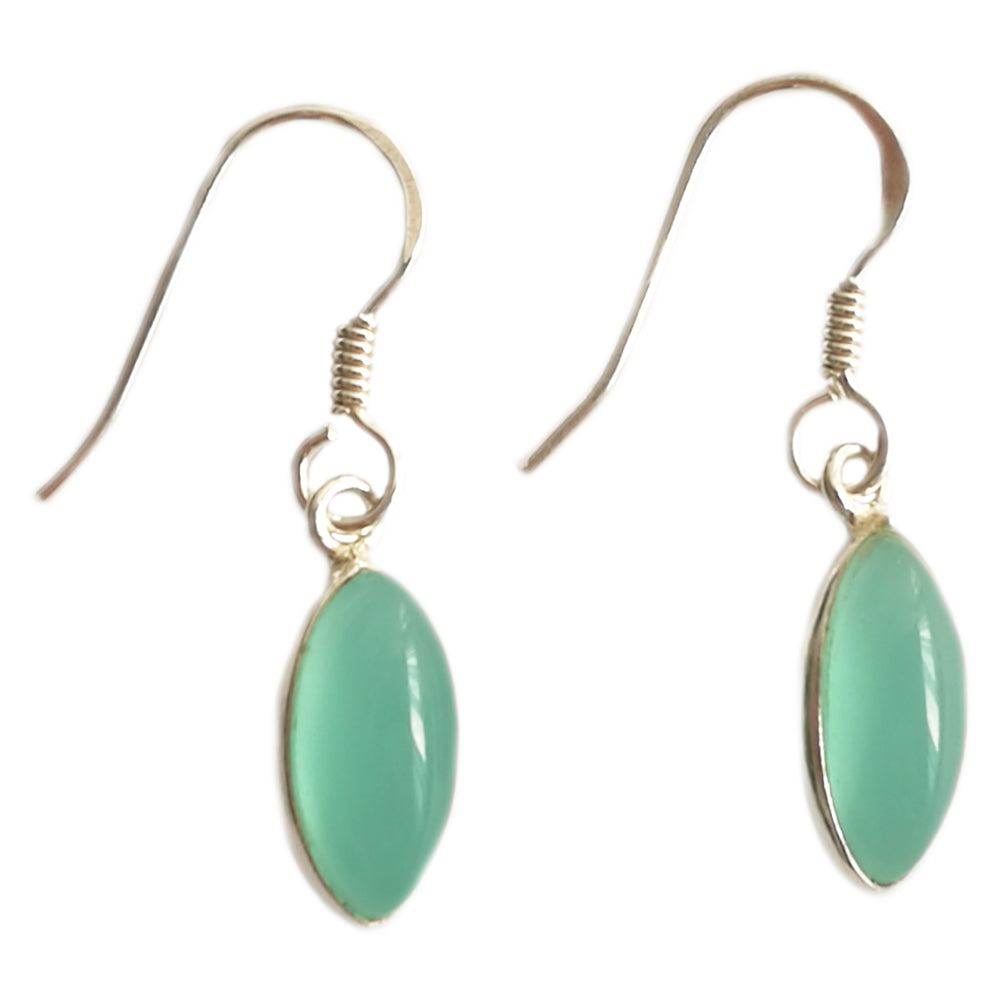 Aqua chalcedony sterling silver drop earrings