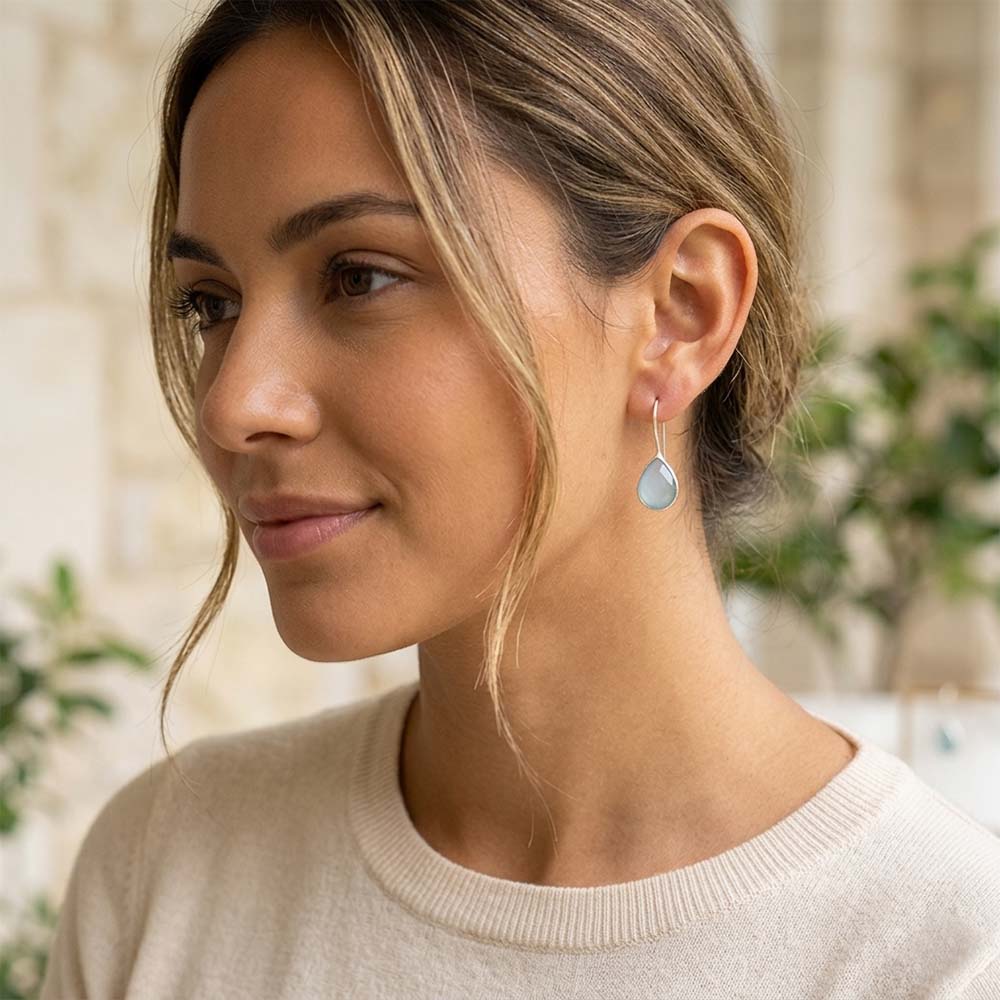 Blue chalcedony sterling silver earrings