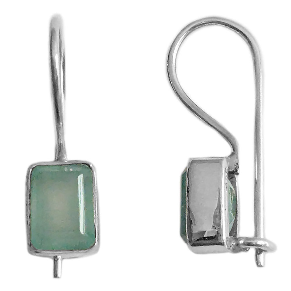 Boucles d’oreilles calcédoine verte en argent massif 925