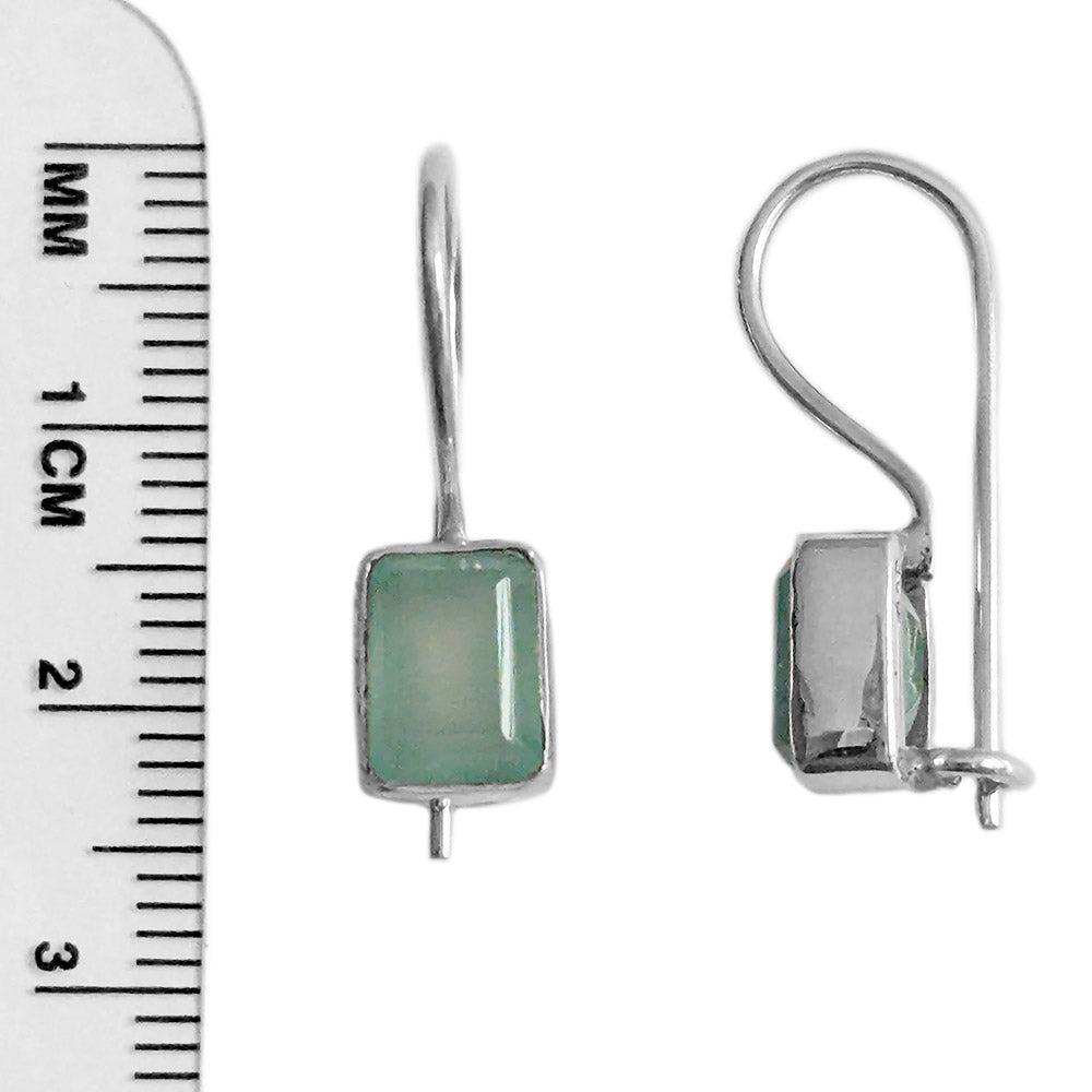 Boucles d’oreilles calcédoine verte en argent massif 925