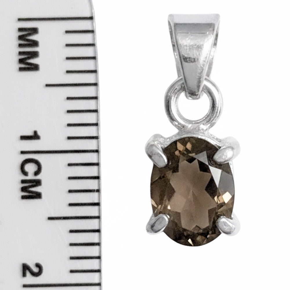 Pendentif quartz fumé en argent massif 925