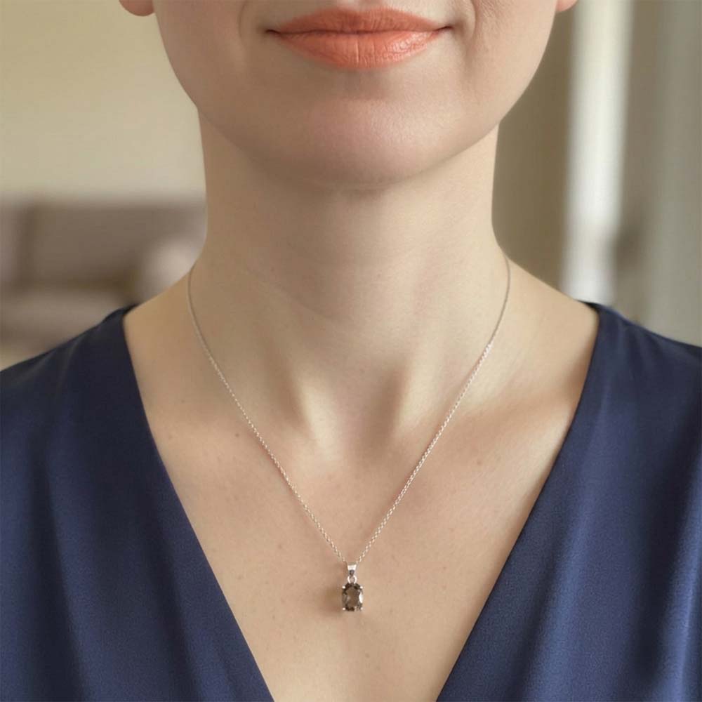 Pendentif quartz fumé en argent massif 925