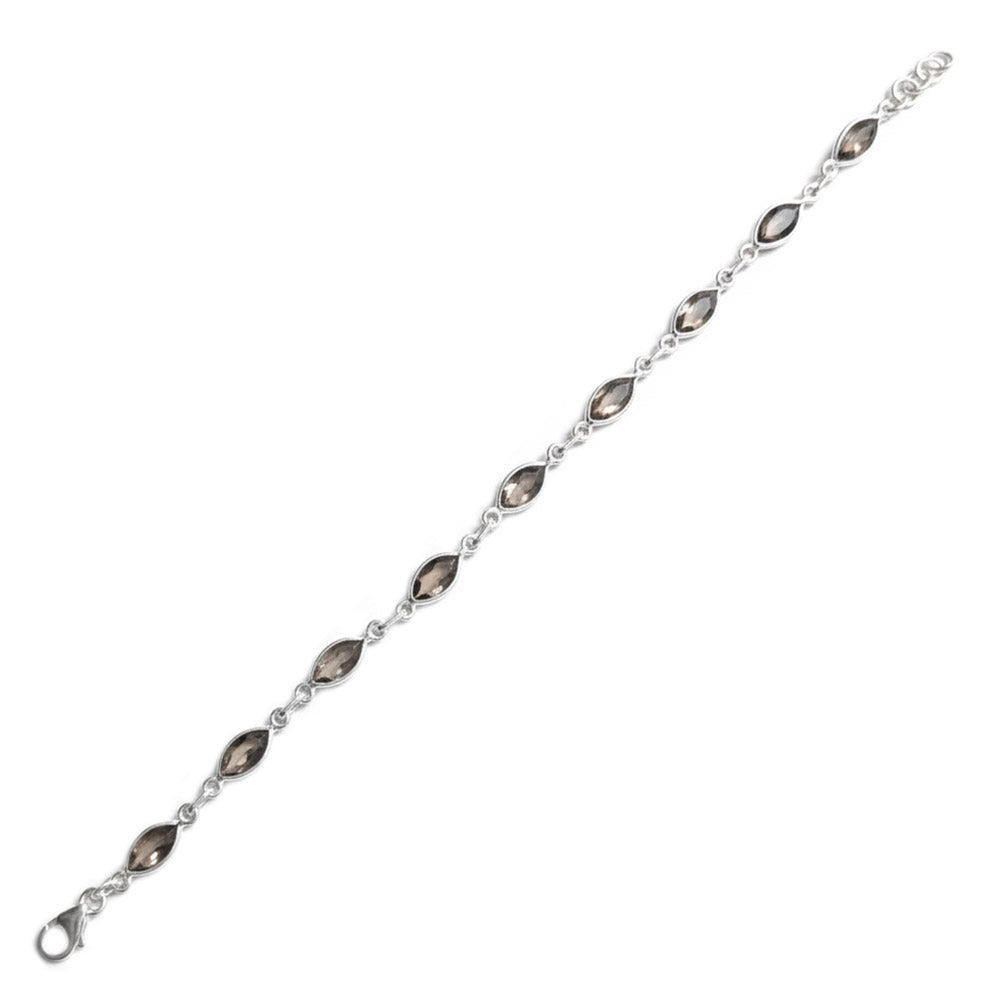 Bracelet quartz fumé en argent massif 925