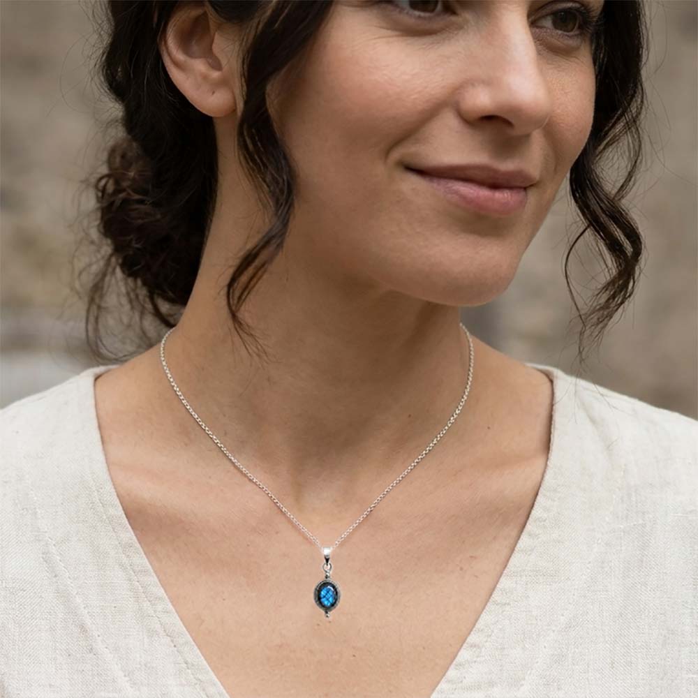 Pendentif labradorite en argent massif 925